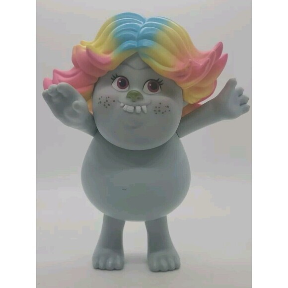 Trolls Dreamworks Bridget Gray Girl Troll Rainbow Hair 6” Girl Plastic Toy Doll - Picture 10 of 10